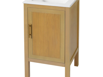 Bathroom Cabinet With Sink, Adjustable Shelf, Soft Closing Hinges - Natural Wood