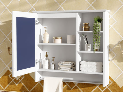 Wall Mount 2 In 1 Mirror Cabinet With Adjustable Shelf, Soft-Closing Hinges