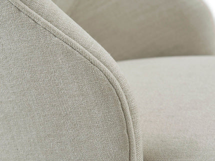 Counter Stool With Swivel Seat, Upholstery And Solid Wood Legs - Cream