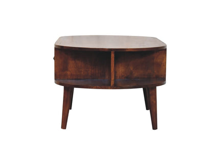 Oval Coffee Table With 1 Drawer - Chestnut