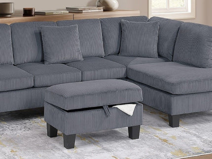 Sectional Sofa With Storage Ottoman And Pillows