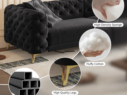 3 In 1 Convertible Sleeper, Deep Seat Pull Out Sofa Bed, Button Tufted