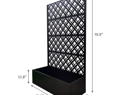 Rhombus Planter Raised Garden Bed With Trellis For Climbing Plants - Black