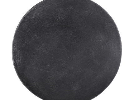 Outdoor Lightweight Concrete End Table With Natural Texture - Matte Black
