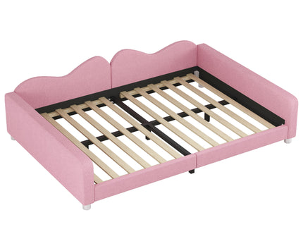 Upholstered Daybed, Sherpa Fabric Sofabed With Cloud-Shaped Backrest