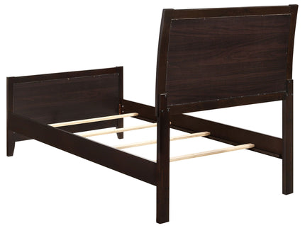 Twin Panel Bed With Headboard And Tapered Legs - Brown