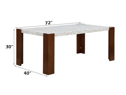 Hettie - Dining Table With Engineered Stone Top - Brown