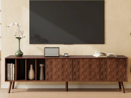 TV Stand With 5 Legs, Media Console Table For Tvs Up To 75" - Walnut