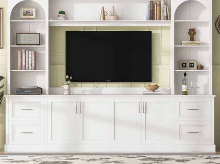 Arched Entertainment Center Wall Unit With Drawers, TV Stand