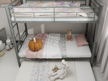 Bunk Bed For Kids, Convertible Frame With Ladders & Guardrail