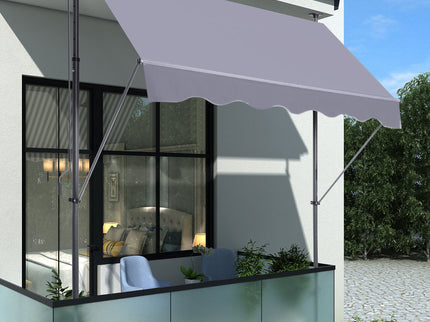 Manual Retractable Patio Awning, UV Resistant Sun Shade With No Drill Installation