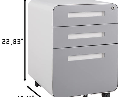 3 Drawer Mobile File Cabinet Under Desk Office, Simple Style Versatile Storage Cabinet For Legal / Letter / A4 Files, 5 Wheel Design Anti-Tilting Cold Rolled Steel Waterproof Moisture-Proof