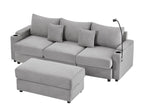 Dark Gray / 3 Seater Sofa With Ottoman
