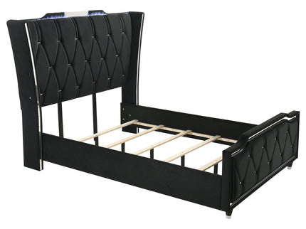 Bedroom Set With LED Lighting And Charging Nightstand