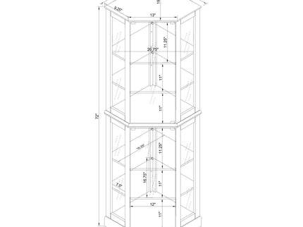 6 Shelf Corner Curio Display Cabinet With Lights, Mirrors And Adjustable Shelves (E26 Light Bulb Not Included)