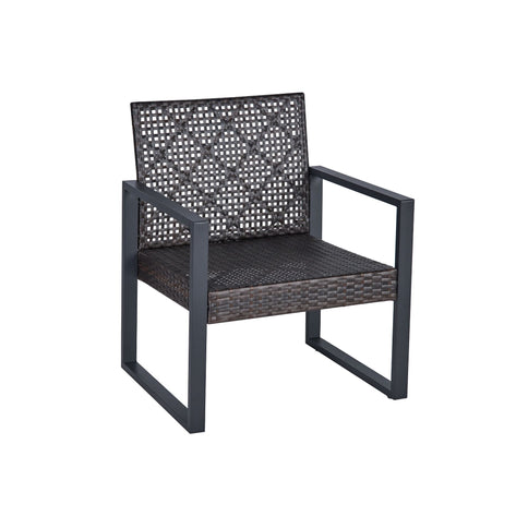 4 Piece Patio Furniture Set With Acacia Wood Table Top And Cushions