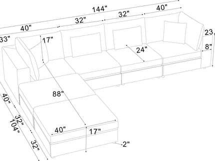 Upholstered Modular Sectional & Custom Configuration And Toss Pillows