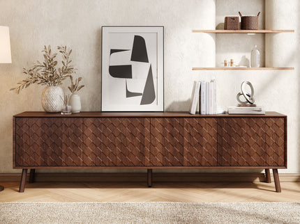 70" TV Stand For TVs Up To 80", Soft Closing Hinges And Cable Management - Walnut