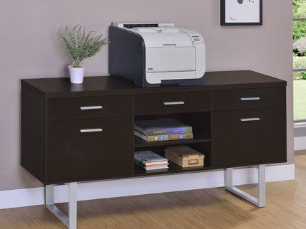 5 Drawer Credenza With Open Shelving - Cappuccino