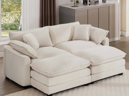 Modern Oversized Modular Cushion Sofa With Ottoman, Low Back, Deep Seating Sofa Set