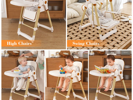 Convertible Baby High Chair To Rocker With 5 Point Harness