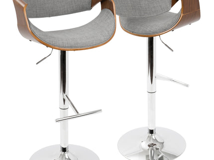 Curvo - Mid Century Modern Adjustable Barstool With Swivel With Straight T Footrest