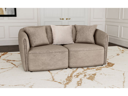 Silvana - Upholstered Rolled Loveseat With Curved Back And Foam Cushions - Beige