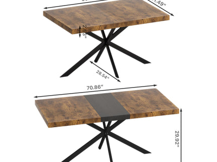 Retro Rectangular Stretch Dining Table With Embossed Center Plate