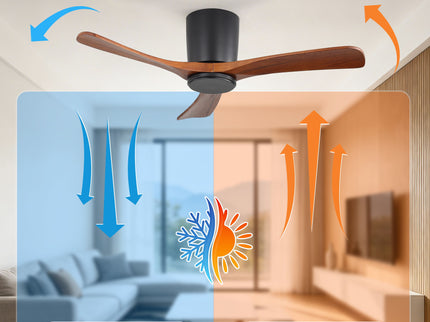 42" Flush Mount Ceiling Fan With 3 Blades, DC Reversible Motor