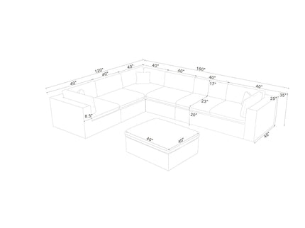 Custom Configuration Modular Sectional & Toss Pillows