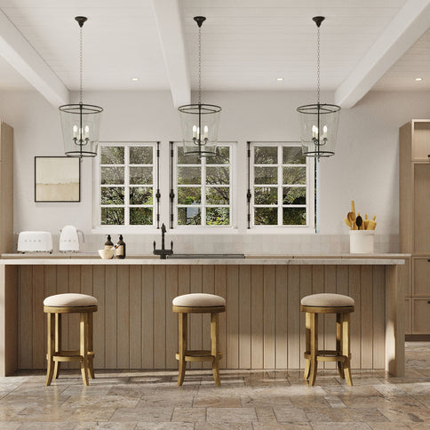 Backless Swivel Stool With Upholstered Seat