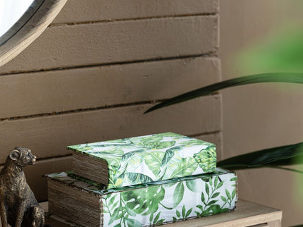 Botanical And Book Boxes (Set of 2) - White / Green