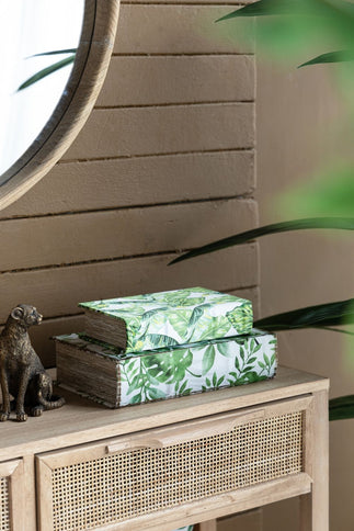 Botanical And Book Boxes (Set of 2) - White / Green