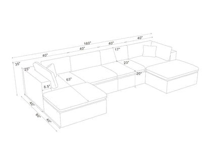 Custom Configuration Modular Sectional With Toss Pillows
