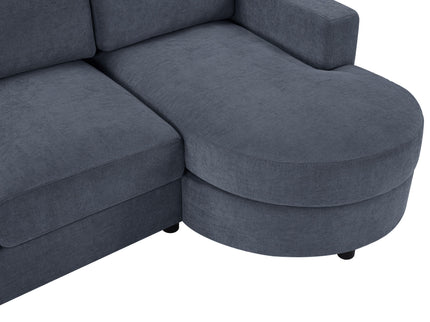 Modern L-Shaped Sectional Sofa With Curved Chaise, USB Ports, And Side Storage Pockets