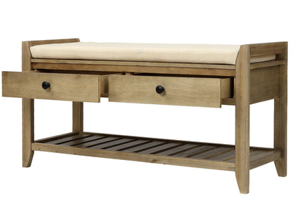 Shoe Rack With Cushioned Seat And Drawers Multipurpose Entryway Storage Bench Wash - Gray Wash