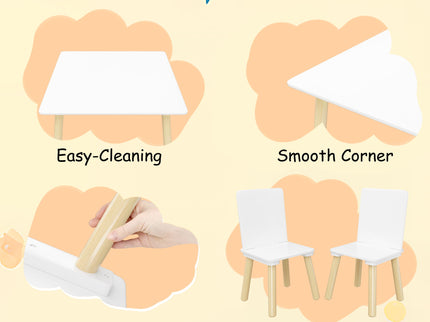 Kids Table And 2 Chairs Set, 3 Piece Toddler Activity Play - White