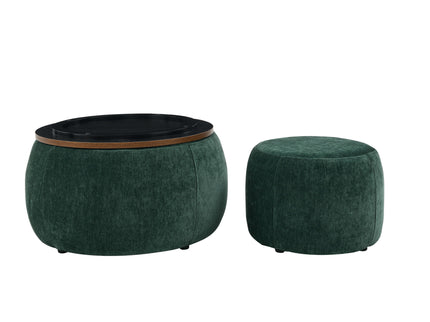 Round Storage Ottoman, 2 In 1 Function, End Table And Ottoman