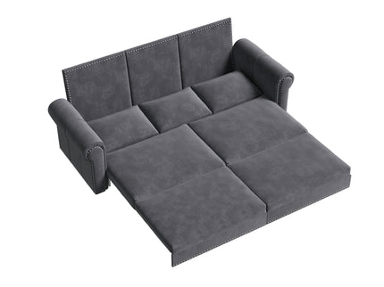3 In 1 Convertible Sleeper Sofa With Nailhead Trim & Rolled Arm