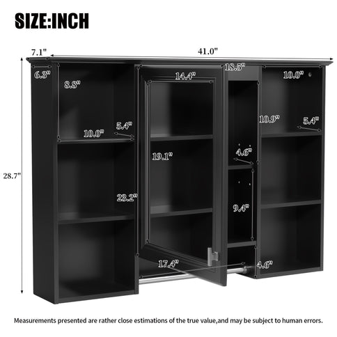 3 In 1 Modern Bathroom Mirror Cabinet With Adjustable Shelf, Soft Close Door, High Definition Mirror & Towel Bar