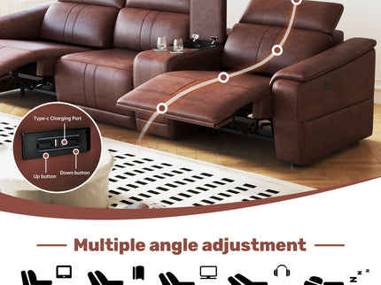 Modular Sofa With Recliners And Cup Holders Sectional Set