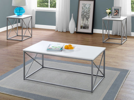 Table Set, Coffee, End, Side, Accent, Living Room, Contemporary, Modern (Set of 3) - White