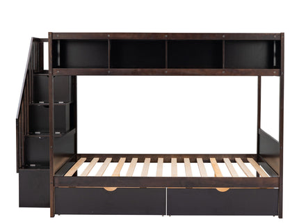 Bunk Bed With Shelfs, Storage Staircase And 2 Drawers