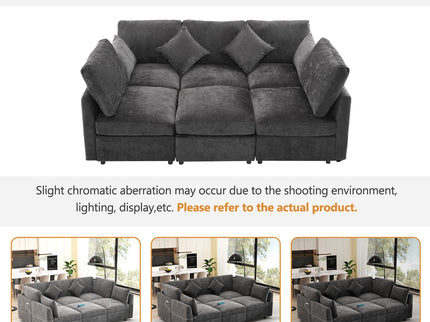 Sectional Sofa Modular U-Shaped With Ottoman & USB Ports