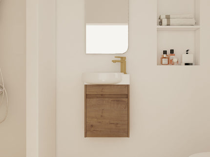Modern Bathroom Vanity With Ceramic Basin, Wall Mounted Floating Sink Combo, Storage Cabinet