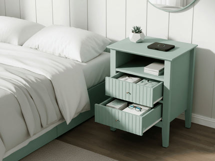 Fluted Nightstand With 2 Drawers