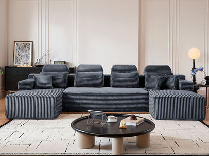 Sectional Sleeper Sofa & Storage Pockets, Modular Couch With Throw Pillows For Living Room