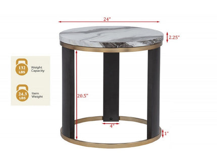 Round End Table For Living Room - Gold / Brown