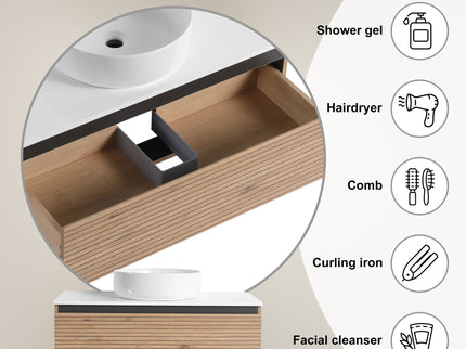 Wall Mounted Bathroom Vanity With Art Sink & 1 Soft Close Drawer