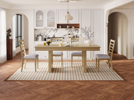 Farmhouse Wooden Kitchen Table With Removable Leaf